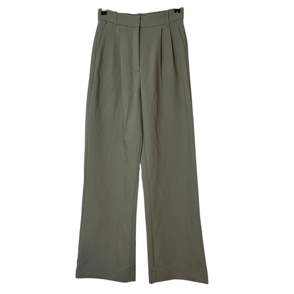 Abercrombie & Fitch Pants - Abercrombie & Fitch Sloane Tailored Pleated High Rise Wide Leg Trouser Green